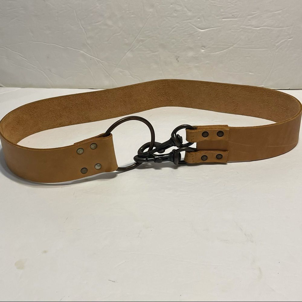 2” wide tan leather belt ring clasp 2 hooks 41”L.